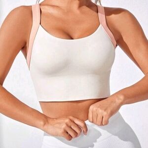 SHEIN Cream Sports Bralette with Apricot Straps
